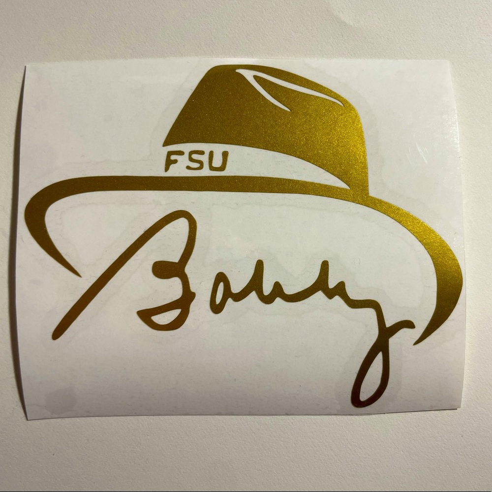 Bobby Bowden vinyl decal in gold